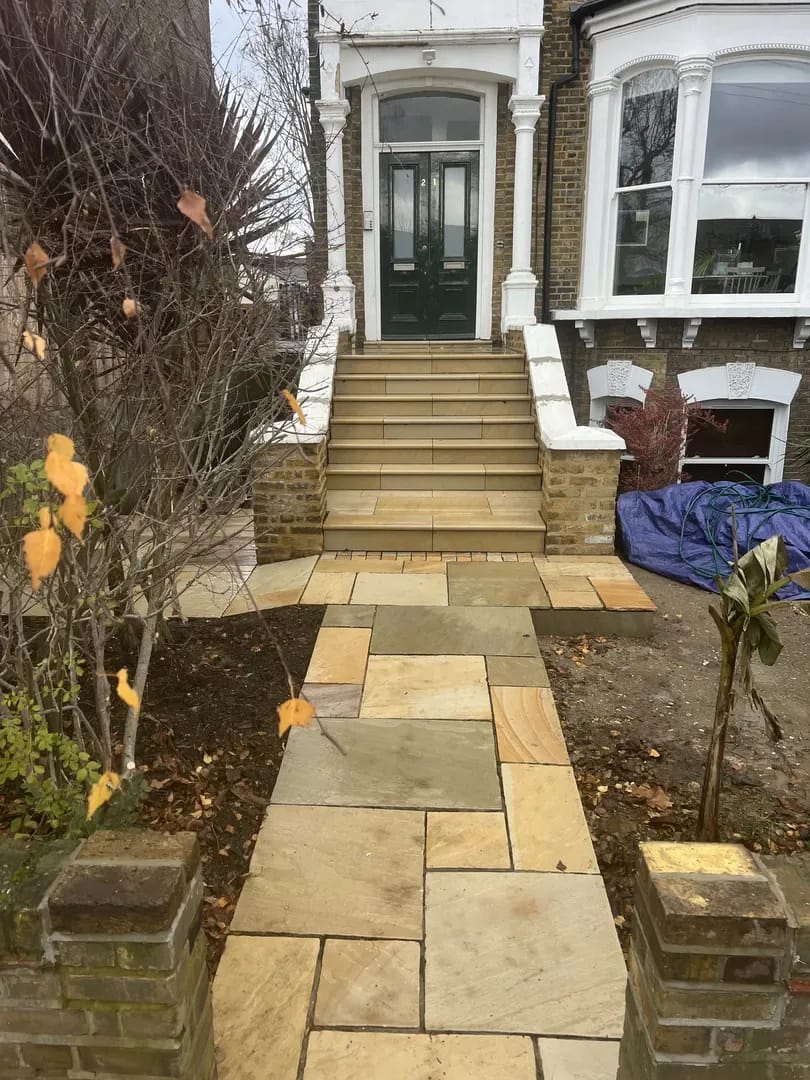 Completed Victorian entrance with new stone steps and railings